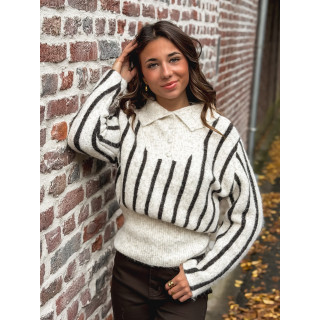 Pull ligné Ines - beige/marron