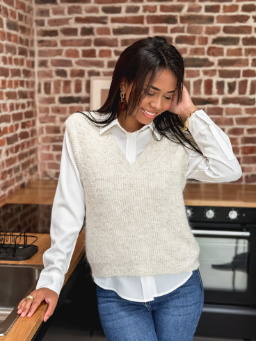 Pull sans manches Camélya - Beige