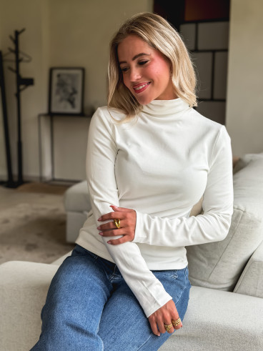 Blouse col roulé Lorène - Blanc