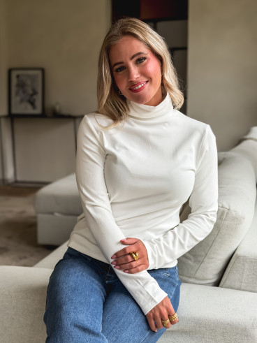 Blouse col roulé Lorène - Blanc