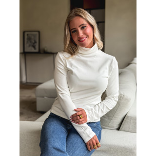 Blouse col roulé Lorène - Blanc
