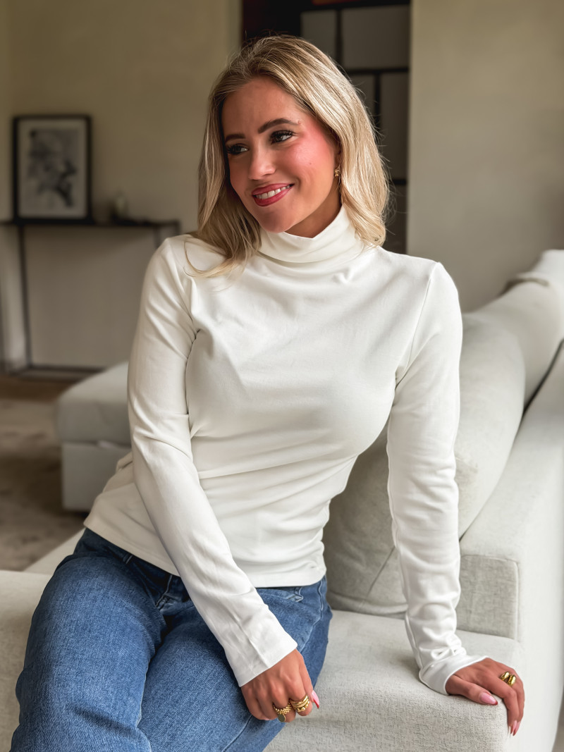 Blouse col roulé Lorène - Blanc