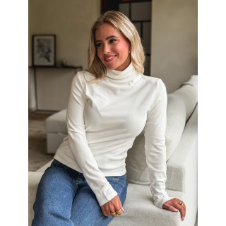 Blouse col roulé Lorène - Blanc
