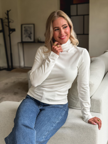 Blouse col roulé Lorène - Blanc