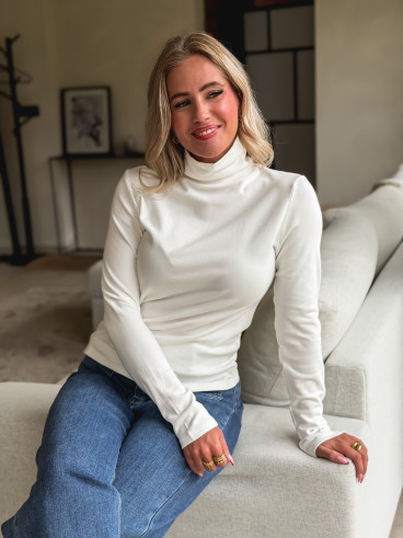 Blouse col roulé Lorène - Blanc