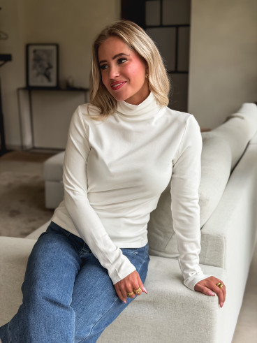 Blouse col roulé Lorène - Blanc