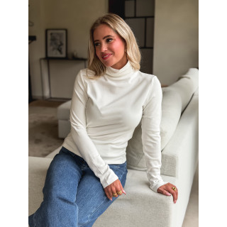 Blouse col roulé Lorène - Blanc
