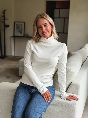 Blouse col roulé Lorène - Blanc