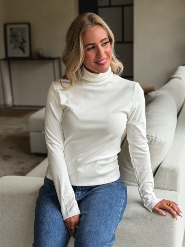 Blouse col roulé Lorène - Blanc