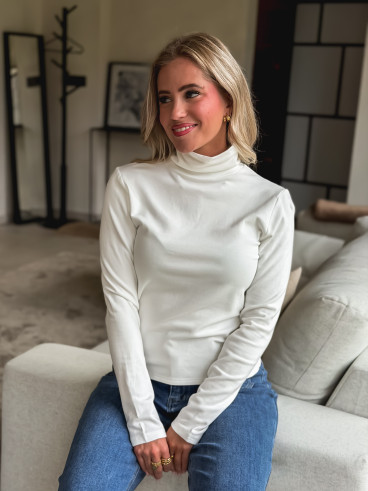 Blouse col roulé Lorène - Blanc