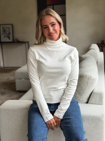 Pull col roulé Lorène - Blanc