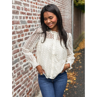 Chemise brodée Mélodie - Beige