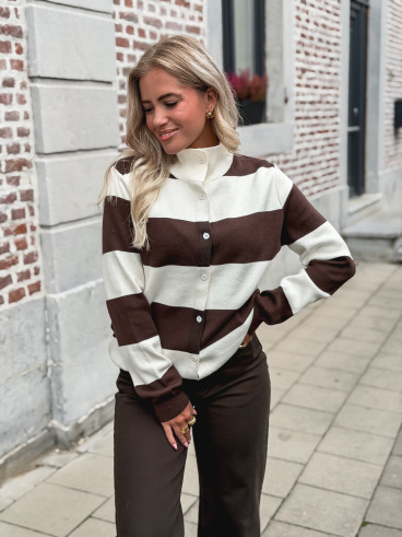 Gilet Azaléa - Chocolat/Ecru Gilet Azaléa - Chocolat/Ecru