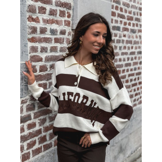 Pull ligné California - Chocolat/Ecru