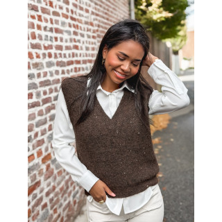 Pull sans manches Camélya - Chocolat