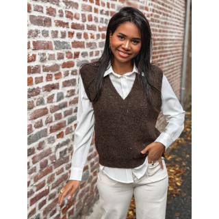 Pull sans manches Camélya - Chocolat