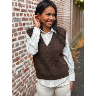 Pull sans manches Camélya - Chocolat