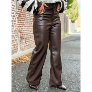 Pantalon en simili Nyssa - Chocolat