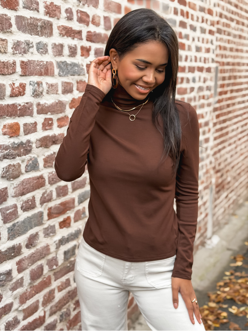 Blouse col roulé Lorène - Chocolat