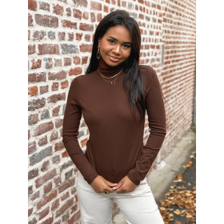 Blouse col roulé Lorène - Chocolat