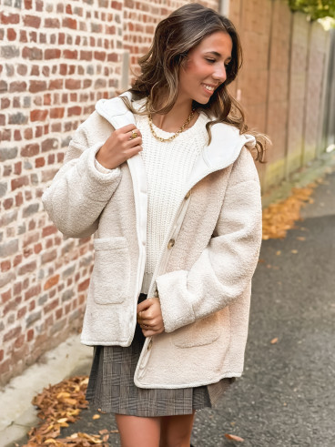 Veste en teddy Leira - Ecru