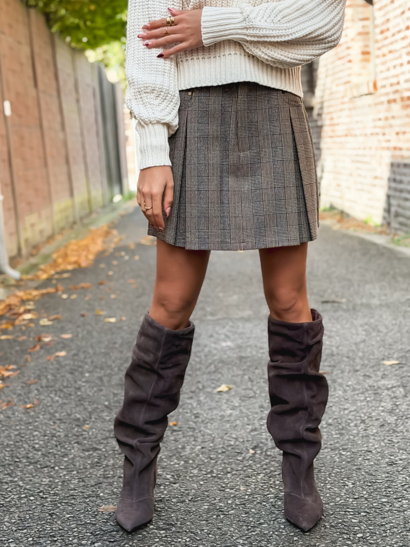 Jupe short à carreaux Milyane - Marron Jupe short à carreaux Milyane - Marron