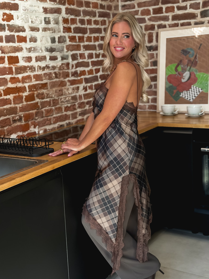 Blouse asymétrique à carreaux Tanina - Kaki