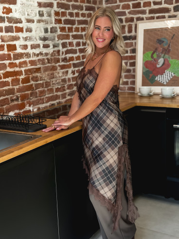 Blouse asymétrique à carreaux Tanina - Kaki
