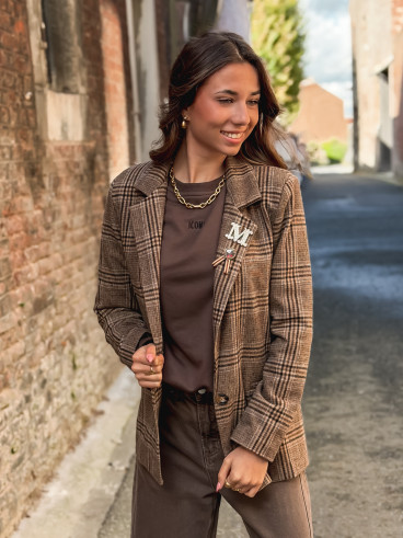 Blazer à carreaux Norella - Chocolat