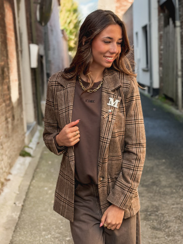 Blazer à carreaux Norella - Chocolat