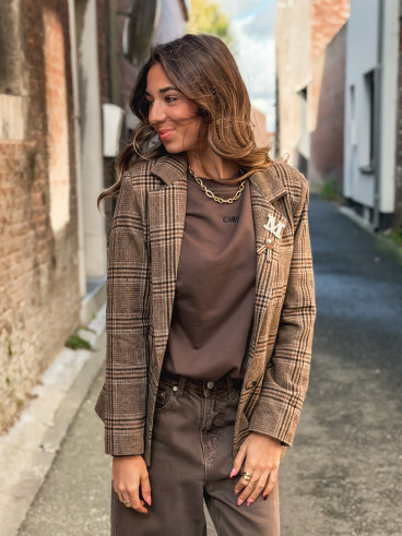Blazer à carreaux Norella - Chocolat