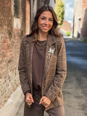 Blazer à carreaux Norella - Chocolat