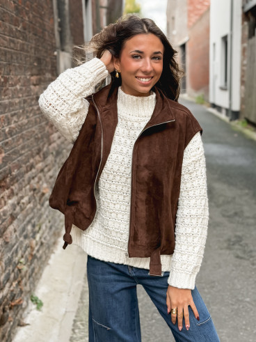 Veste sans manches Lissia - Chocolat