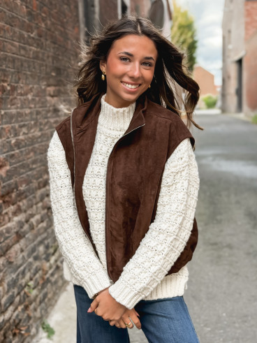 Veste sans manches Lissia - Chocolat