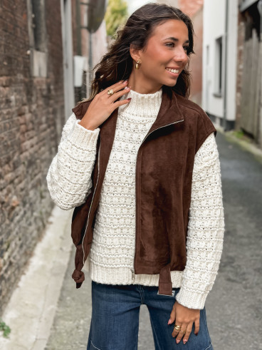 Veste sans manches Lissia - Chocolat
