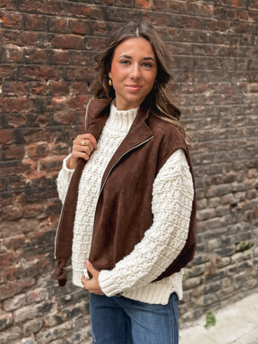 Veste sans manches Lissia - Chocolat