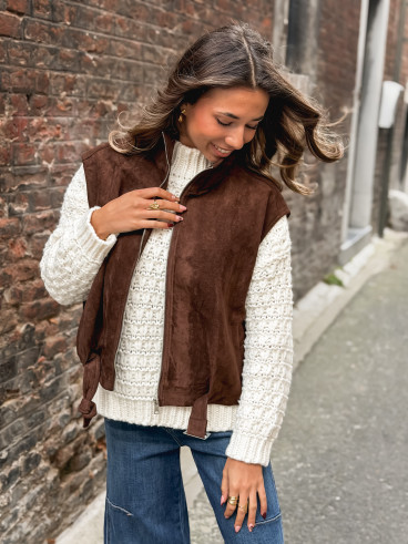 Veste sans manches Lissia - Chocolat