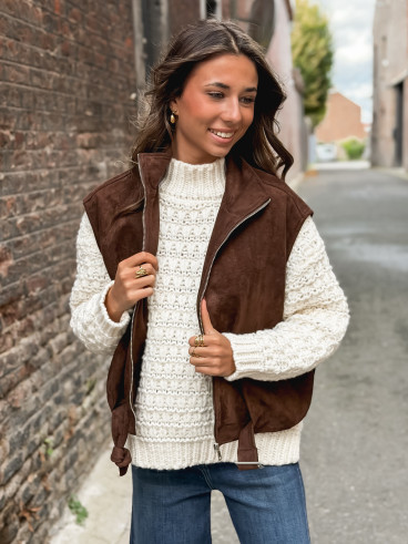 Veste sans manches Lissia - Chocolat