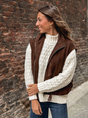 Veste sans manches Lissia - Chocolat