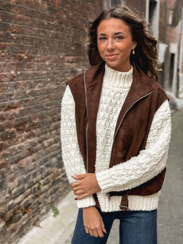 Veste sans manches Lissia - Chocolat
