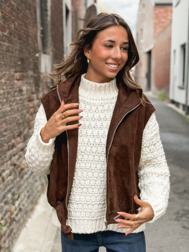 Veste sans manches Lissia - Chocolat
