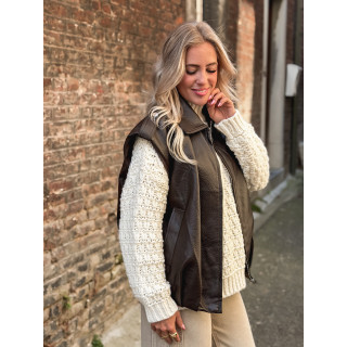 Veste en simili roxy - Chocolat