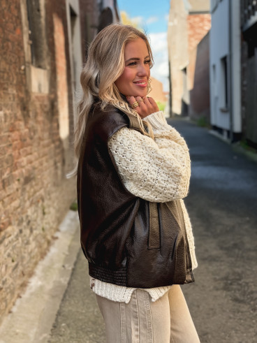 Veste en simili roxy - Chocolat Veste en simili roxy - Chocolat