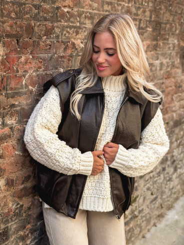 Veste en simili roxy - Chocolat
