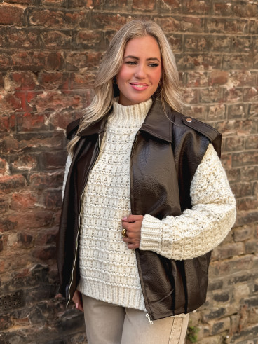 Veste en simili roxy - Chocolat Veste en simili roxy - Chocolat