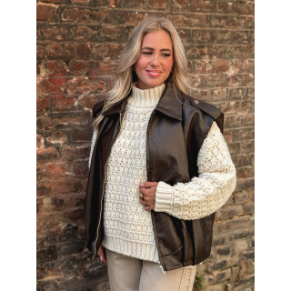 Veste en simili roxy - Chocolat