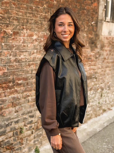 Veste en simili roxy - Noir Veste en simili roxy - Noir