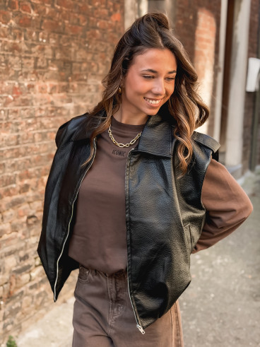 Veste en simili roxy - Noir Veste en simili roxy - Noir