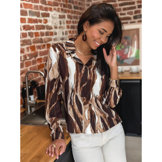 Chemise à motifs Éléanna - Chocolat/Beige