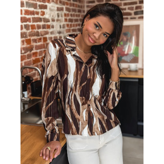Chemise à motifs Éléanna - Chocolat/Beige